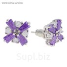 Серьги "Циркон" royal, крест, цвет фиолетовый