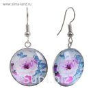 Серьги из стекла Candy цветы, цветные в серебре