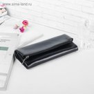 Кошелёк-клатч на кнопке, 3 отдела, отдел для монет, чёрный матовый