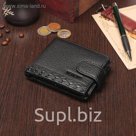 Портмоне мужское, 3 отдела, для карт, для монет, на кнопке, цвет чёрный