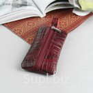 Ключница, отдел на молнии, металлическое кольцо, кайман, цвет бордовый