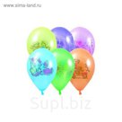 Шар латексный 14" с рисунком, металл, набор 100 шт., цвета МИКС