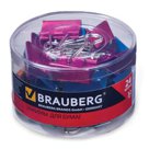 Зажимы для бумаг BRAUBERG, комплект 40 шт., 19 мм, на 60 л., цвет металлик, в пластиковом цилиндре