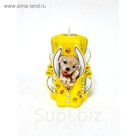 Свеча резная "Хрюшка, на счастье" жёлтая, 10-11см, Символ года 2019