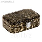 Шкатулка кожзам для украшений "Золотые трещинки на черном" 4,5х15х10 см