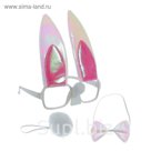 Карнавальный набор "Зайка" 3 предмета: очки, хвост, бабочка, цвета МИКС