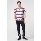 Футболка поло мужская полоска р 48 цв красный 100 ацетат