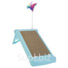 Комплекс с когтеточкой из картона на подставке с дразнилкой голубая