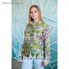 Блузка женская Vera Nicco, размер 54 (3XL), рост 168 см, цвет молочный/зелёный (арт. 1562 С+)