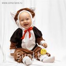 Детский карнавальный комбинезон "Котик" с игрушкой, велюр, рост 68-92 см