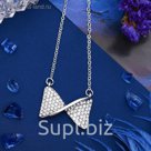 Кулон "Бант", цвет белый в серебре