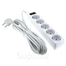 Сетевой фильтр "Блокбастер" 5 гнезд 5 метров 10А/2,2кВт с выключателем и заземлением ПВС 3х0,75 EKF