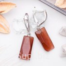 Серьги прямоугольник Кошачий глаз цвет коричневый