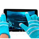 Голубые перчатки с белыми полосками для сенсорных экранов Sensitive Glove 