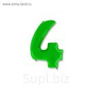 Шар полимерный 40" "Цифра 4", цвет ярко-зелёный