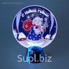 Подставка с динамикой "Дед Мороз" (батарейки в комплекте), 11,5 см, 2 LED, БЕЛЫЙ