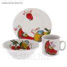 Набор посуды "Поиграем", 3 предмета: кружка 200 мл, салатник 360 мл, тарелка мелкая d=17 см