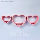 Набор полок розовый "Сердца", большое 33*40см, среднее 26*33см, маленькое 20*27см, толщ 2см 277045