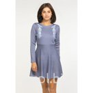 Платье вязаное вышивка размер 42 цвет серый