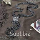 Колье "Водопад" бисер, цвет антрацитовый