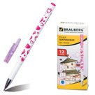 Ручка шариковая BRAUBERG «Сердечки», корпус с печатью, узел 0,7 мм, линия 0,35 мм, синяя