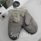 Варежки женские безразмерные подклад искусственный мех цвет серый
