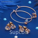 Пусеты 3 пары "Кольца" капля, цвет бело-золотой