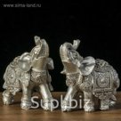 Сувенир полистоун "Серебряный слон с резной попоной" 9,5х9х5 см МИКС