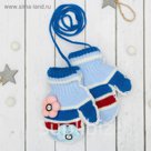 Варежки детские "Цветочки", размер 16 (р-р произв. 8), цвет синий/голубой 65473