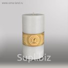 Свеча цилиндр "Рельеф", 100x205мм,  дымчато-голубой