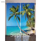 Комплект фотоштор Magic Lady "Пальмы над водой", 145х265 см - 2 шт, п/э 100%