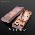 Сувенирный набор "Перо с чернилами и 5-ю сменными перьями" 27,5х11 см