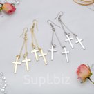 Серьги висячие Шелест крестики цвет МИКС