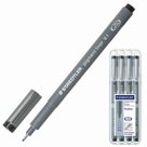 Ручки художественные капиллярные STAEDTLER «Pigment Liner», набор 4 шт., 0,1/0,3/0,5/0,7 мм, черные