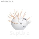 Вазочка под зубочистки, 7 х 5 х 4,5 см, "Ежик" белая