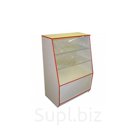 Витрина 900 550 1300 2 стеклянные полки цвет белый с красной кромкой