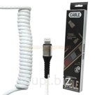 Кабель USB ZK-01i (3A - 1,2 м.) резиновый закрученный провод