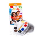 Профессиональный детский аквагрим палитра 8 цветов с кистью, 44гр. Палитра 8 цветов №1 с кистью Вес 44 Цвета Белый, желтый, оранжевый, красный, синий