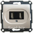 GLOSSA Розетка USB перламутр в рамку (GSL000632)