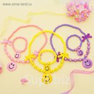 Набор детский "Выбражулька" 2 предмета: кулон, браслет, смайл с бантиками, цвет МИКС