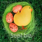 Сувенир "Цыплёнок на травке и три яйца", цвета МИКС