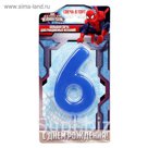 Свеча в торт цифра гигант 6 "С Днем рождения", Человек-паук