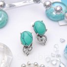 Серьги посеребрение цветы Бирюза старая