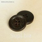 Пуговица, 4 прокола, 23мм, цвет тёмно-коричневый