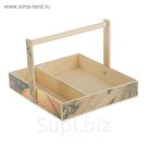 Ящик с ручкой для цветов и макарун "Письма", с ручкой, 25х23х4,5см