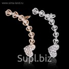 Серьга "Каффа" сердце, дорожка, цвет МИКС