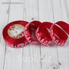 Лента атласная «Домики», 25мм х 22±1м, цвет красный