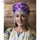 Кокошник "Виктория" с серебряной тесьмой, цвет фиолетовый