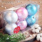 Шары новогодние "Нежная снежинка" d-6,5 см (набор 6 шт)