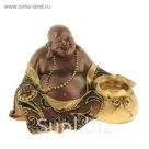 Нэцкэ под бронзу "Хотей в ткани с четками и мешком богатства"